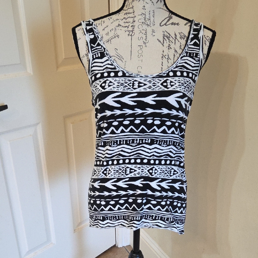 Victoria's Secret Black and White Tribal Tank Top